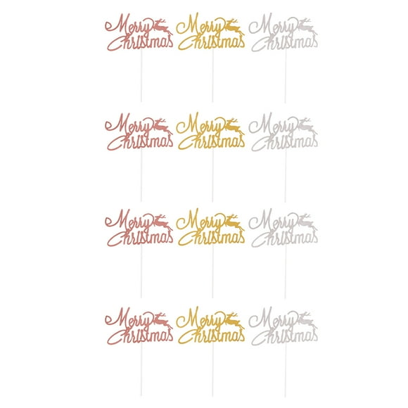 12pcs Novel Merry Christmas Cake Decorations Cake Topper Deer Cake Decorations