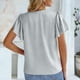 thumbnail image 5 of TaTaai Women's V-neck short sleeve top, solid color, ruffled sleeve design, casual stylish, soft breathable fabric, pullover style, ideal for daily outings & brunch dates Gift, 5 of 8