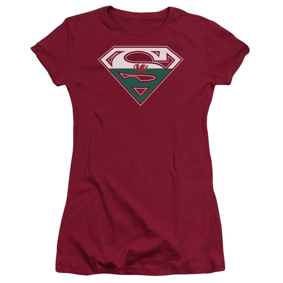 Superman Welsh Shield Junior Women's T-Shirt Sheer Cardinal