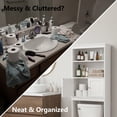thumbnail image 2 of Over The Toilet Storage Cabinet, 2-Tier Bathroom Space Saver with 2 Doors, Freestanding Wood Organizer Shelf, MDF Toilet Rack, 25.98 x 9.05 x 69.92 in, White, 2 of 8