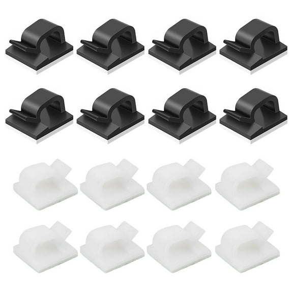 White 60 Pcs Plastic Cable Clamp Wire Clip Holder Self-adhesive Clips Manager Driving Recorder