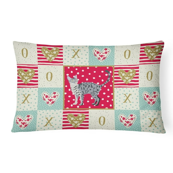 Carolines Treasures CK5572PW1216 Spangled 1 Cat Love Canvas Fabric Decorative Pillow, Red, 12H x16W,