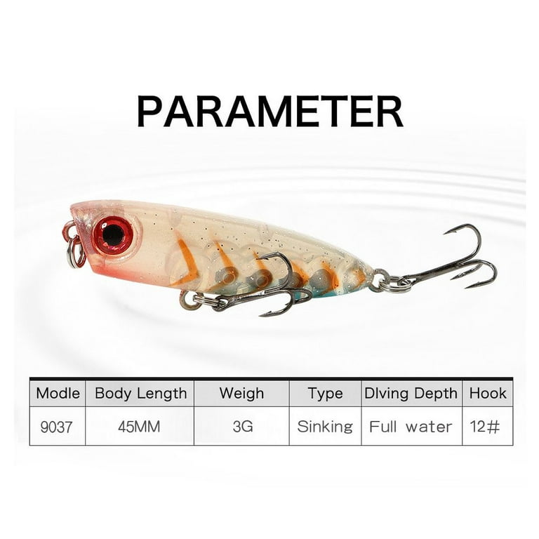 Transparent Tackle Useful Outdoor Fish Hooks Minnow Lures Winter Fishing  Pencil Baits with Steel ball COLOR G 