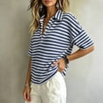 thumbnail image 3 of Ankola Womens Striped Knit Polo Shirts Short Sleeve Collared Shirt Casual Summer Pullover Sweater Tee Tops, 3 of 5