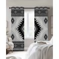 thumbnail image 3 of Gray Boho Blackout Curtains, Light Blocking Print Window Curtains, Southwestern Ethnic Abstract Geometric Thermal Insulated Window Drapes for Living Room Kitchen Cafe 2 Panels, 84"W x 84"L, 3 of 9