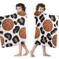 thumbnail image 4 of White Leopard Basketballs Pattern Hooded Bath Towel，50"x30" for Ages 3 To 12 Kids, Quick Dry Lightweight Soft Microfiber Hood Beach Towel Cover Up for Kids, 4 of 7