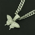 thumbnail image 3 of Hip Hop Cuban Chains Butterfly Pendant Necklace With 13mm Miami Cuban Chain Iced Out Bling HipHop Necklaces Fashion Jewelry, 3 of 7