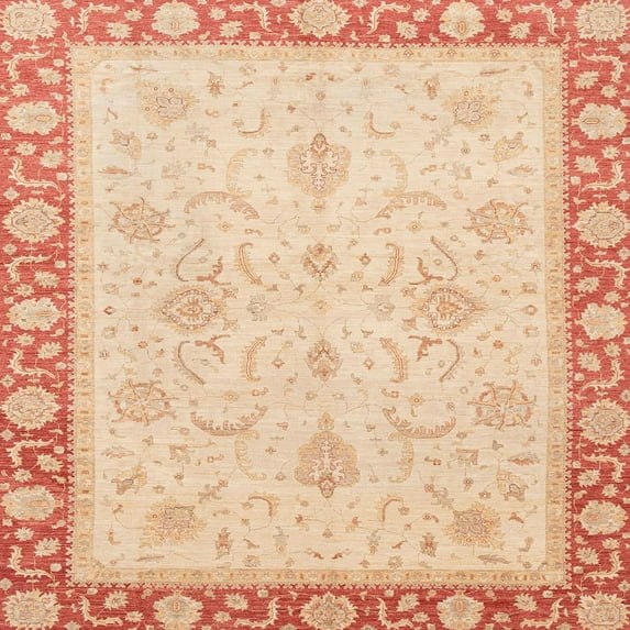 Ahgly Company Indoor Square Abstract Pastel Orange Abstract Area Rugs, 3' Square