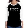 thumbnail image 1 of LA Pop Art Women's Raglan Baseball Word Art T-shirt - SHEIK TO BE GEEK, 1 of 2