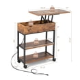 thumbnail image 2 of Gymax 2PCS Lift Top End Table w/ Charging Station Storage Shelves Wheels Mobile Bedside, 2 of 9