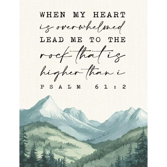 Psalm 61:2 Bible Verse When My Heart Is Overwhelmed Lead Me To The Rock Lightweight Decor For Prayer Corner Bedroom Church Inspirational Faith Gift poster