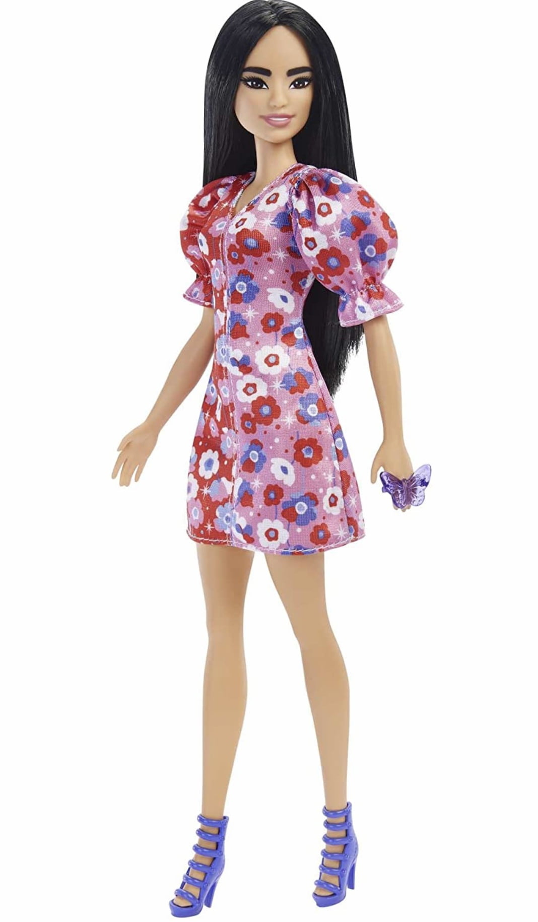 Barbie Fashionistas Doll, with Long Black Hair & Color Block Floral ...