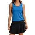 thumbnail image 2 of Split Open Back Tank Tops for Women Workout Athletic Gym Casual Crewneck Sleeveless Shirts Activewear Sports Gym Top Sky Blue M, 2 of 8