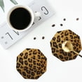 thumbnail image 4 of Zufioo Golden Leopard Glitter Print Leather Coaster Set, Decorative PVC Coasters 4-pack - Scald and Stain-resistant, Suitable for Home, Cafes, Restaurants-Octagon, 4 of 6