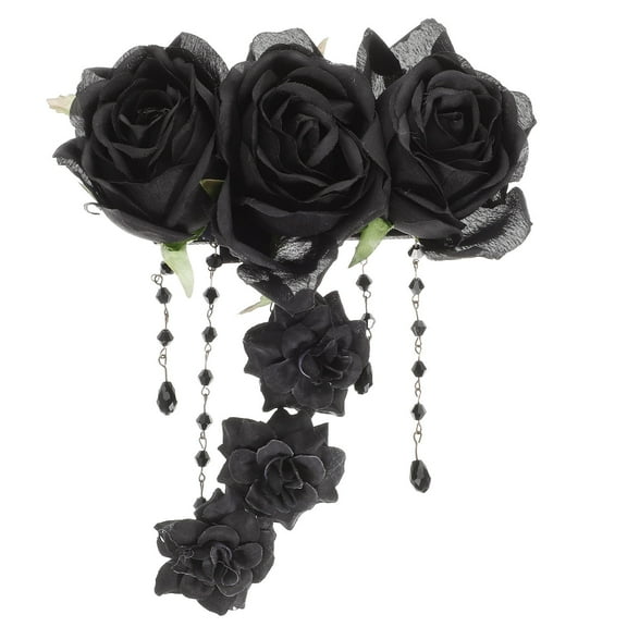 Mobestech Hair Accessory Flower Hair Accessories Black Rose Hair Clip For Women 1 Pair