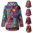 thumbnail image 4 of Chaqueta con capucha de lana para mujer Abrigo suelto con botones y bolsillos con estampado vin MABOTO Abrigo de mujer, 4 of 7