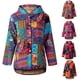 thumbnail image 4 of Abrigo de mujer Chaqueta con capucha de lana para mujer Abrigo suelto con botones y bolsillos con estampado vintage 1 1, 4 of 5