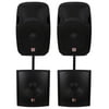(2) Rockville SPGN158 15" 8-Ohm 1600 Watt DJ PA Speakers+Passive Subwoofers Subs