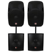 (2) Rockville SPGN158 15" 8-Ohm 1600 Watt DJ PA Speakers+Passive Subwoofers Subs