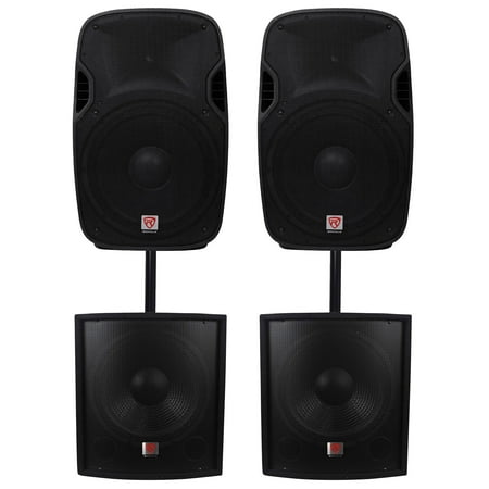 (2) Rockville SPGN158 15" 8-Ohm 1600 Watt DJ PA Speakers+Passive Subwoofers Subs