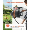 thumbnail image 2 of KFFKFF Wall-Mounted Garden Hose Reel, Fits 125 ft 5/8-inch Hose, Durable Water Hose Organizer, Outdoor Manual Reel with Brass Connector and Storage Basket for Lawn, Garden, 2 of 9