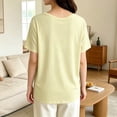 thumbnail image 6 of Fengqque Womens Short Sleeve Tops V Neck Summer T Shirt Casual Basic Tees Solid Color Trendy Tops Yellow XL(XL), 6 of 6