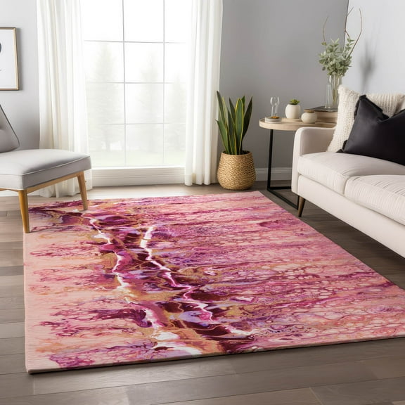 Addison Rugs Mayfield Washable Contemporary Abstract Berry Rectangle Rug, 10' x 14'