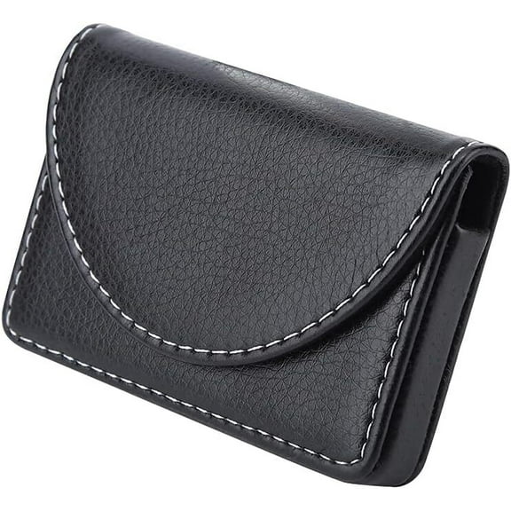 LQQBOX Business Card Holder, Professional Leather Case Wallet Bag Holder Business Card Case Pocket Name Card Holder Wallet for Men or Women(Black)