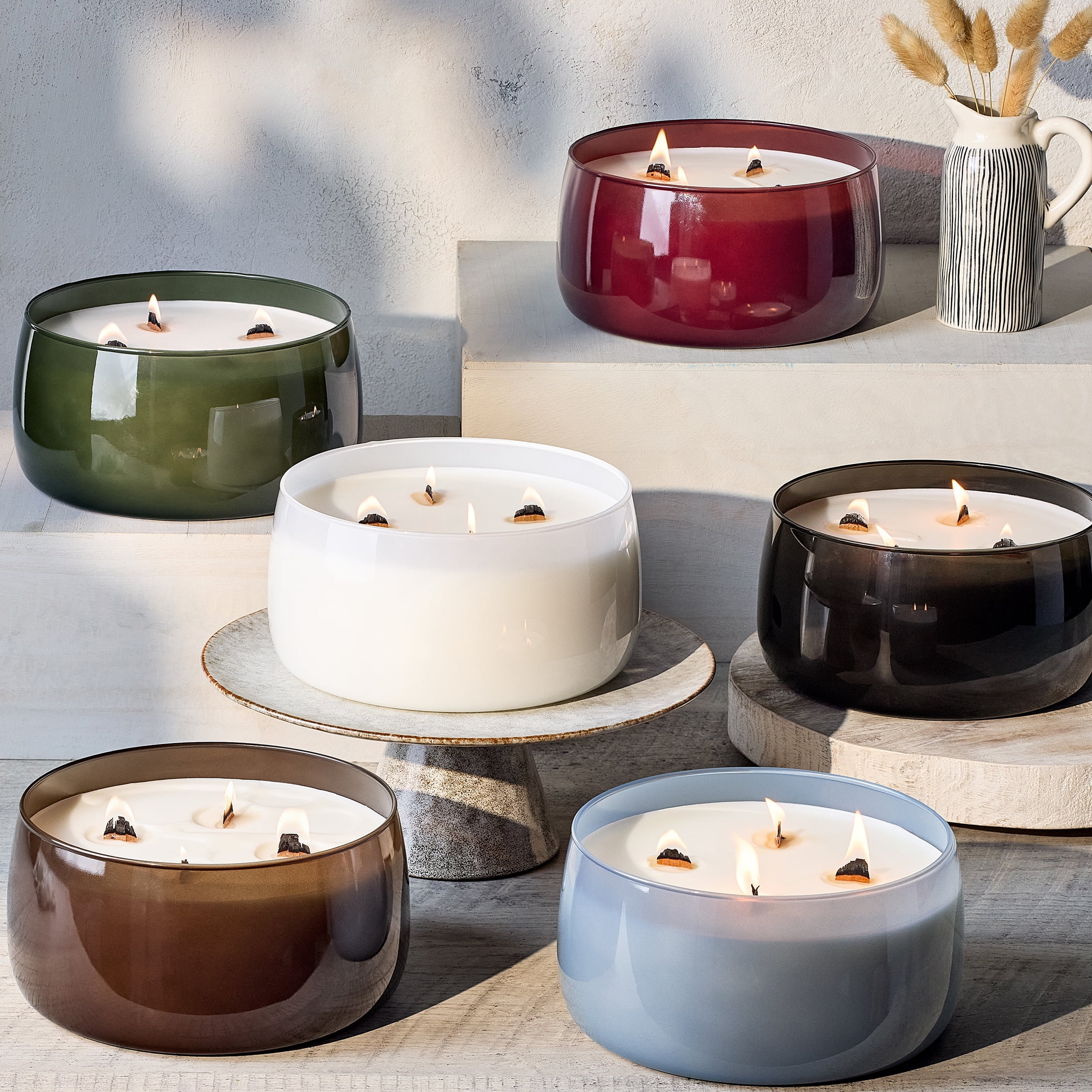 Better Homes & Gardens Intense Cashmere Teak Scented Wooden 4-Wick Glass Jar Candle 60oz.