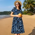 thumbnail image 7 of Bixox Women's Short Sleeve Summer Dress Loose Swing Knee Length Dresses with Pockets-Octopus, 7 of 7