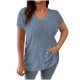 thumbnail image 1 of Camisetas de Verano de Manga Corta de las Mujeres Tira de Color Sólido Grande de Punto de Cuello Redondo, Poliéster Ligero para Uso Diario Y de Ocio Casual, 1 of 6