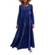 thumbnail image 1 of Vestido Largo De Manga Larga, Vestido Largo Casual En Capas De Color Puro De Cintura Alta Para Fechas De Vacaciones ANGGREK Azul rey L, 1 of 6