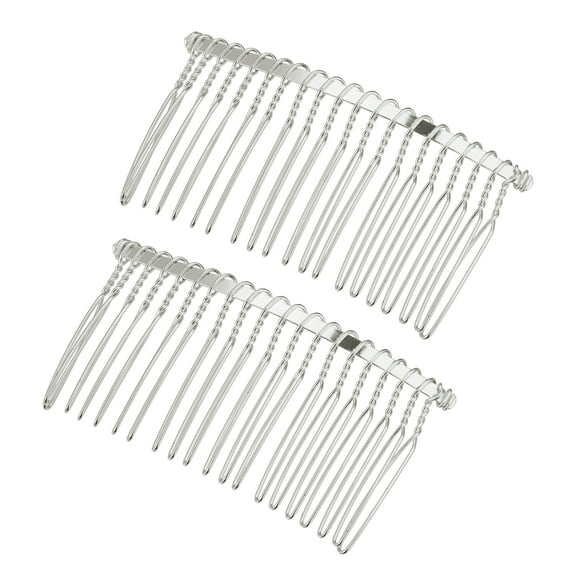 Unique Bargains 2 Pcs No Slip Hair Side Combs Accessories Metal 3" Silver