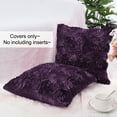 thumbnail image 3 of PiccoCasa Decorative Throw Pillow Covers 3D Satin Rose Flower Shells Cushion Covers, 2Pcs, 16"x16" Purple, 3 of 7