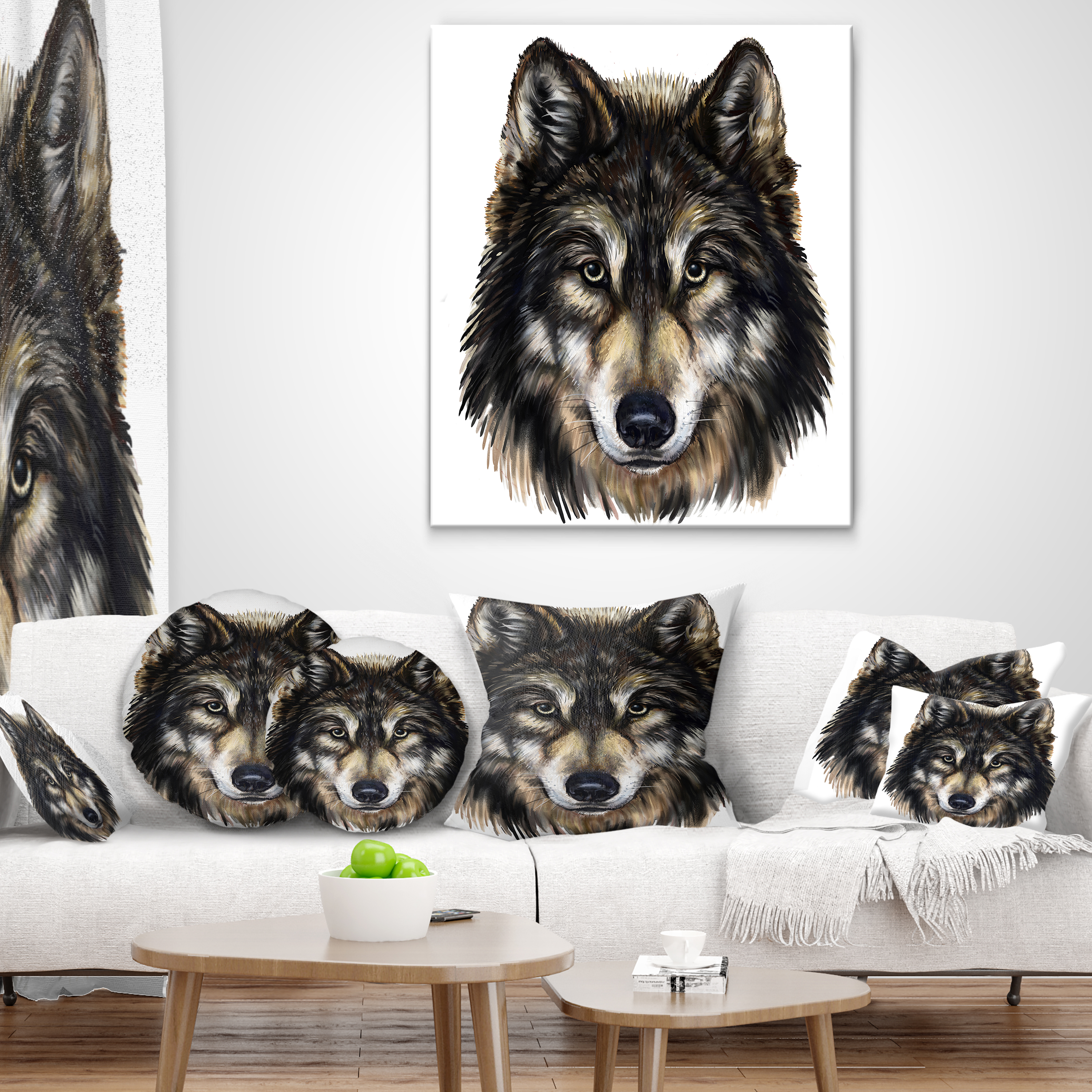 Designart Wolf Head - Animal Throw Pillow - 18x18