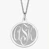 Personalized Sterling Silver Engraved Monogram Disc Pendant, 20"