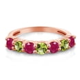thumbnail image 2 of Gem Stone King 18K Rose Gold Plated Silver Round Red Ruby Green Peridot Anniversary Ring for Women (1.62 Cttw, Gemstone Birthstone, Size 8) (Size 8), 2 of 4
