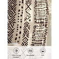 thumbnail image 6 of Sheer Curtains 45 Inch Length 2 Panels Set for Kitchen, Vintage Boho Semi Sheer Curtains for Windows, Abstract Retro Geometric Striped Beige Voile Window Treatments Rod Pocket Curtain, 6 of 7
