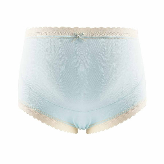 YWDJ Maternity Panties Women Briefs Cotton Lace Lightweight High Waist No Show Pregnant Prenatal Bowknot Oversized Shorts With High Waist Lace Abdominal Support Panties Blue XL