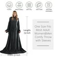 thumbnail image 2 of Wearable Fleece Blanket with Sleeves and Pocket for Women Men, Super Soft Microplush Adult Wrap Full Body Blanket Robe for Lounge Couch As Seen On TV 73" x 51" | Catalonia series by Terrania | Black, 2 of 6