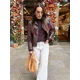 thumbnail image 3 of Chaqueta de cuero Pu recortada empalmada con borlas Retro para mujer, abrigo elegante de manga larga con botones de solapa, ropa nueva elegante para mujer 2024, 3 of 5
