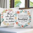 thumbnail image 3 of 16x16 inches 4pcs Bible Verse Quotes Linen Pillow Covers God is Within Her She Will Not Fall Colorful Floral Wreath Christian Square Throw Pillow Case Sofa Farmhouse Office Car Decoration, 3 of 6