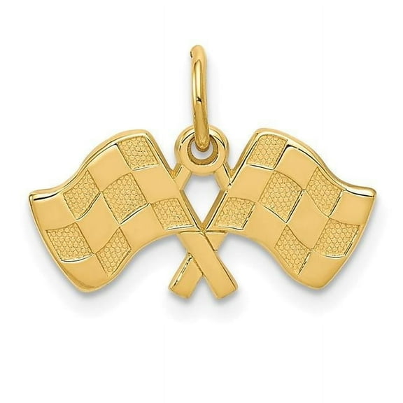 Finest Gold 14K Yellow Gold Racing Flags Charm