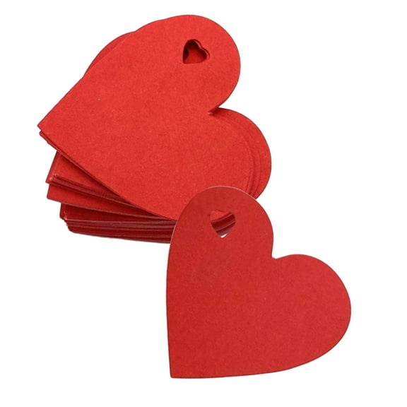 FUEENIRVA 1 Set 100Pcs Red Heart-Shaped Paper Tags for Valentine's Day Decorative Use