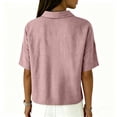 thumbnail image 7 of Dweltoz Tops for Women Collared Button Down Short Sleeve Breathable Casual Athletic Tops V Neck Solid Golf Collared Shirt,Light pink XL, 7 of 7
