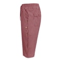 thumbnail image 5 of Striped Capri Pants for Women Elastic Waist Straight Wide Leg Cropped Pant Summer Casual Drawstring Side Button Capri Trouser with Pockets, 5 of 8