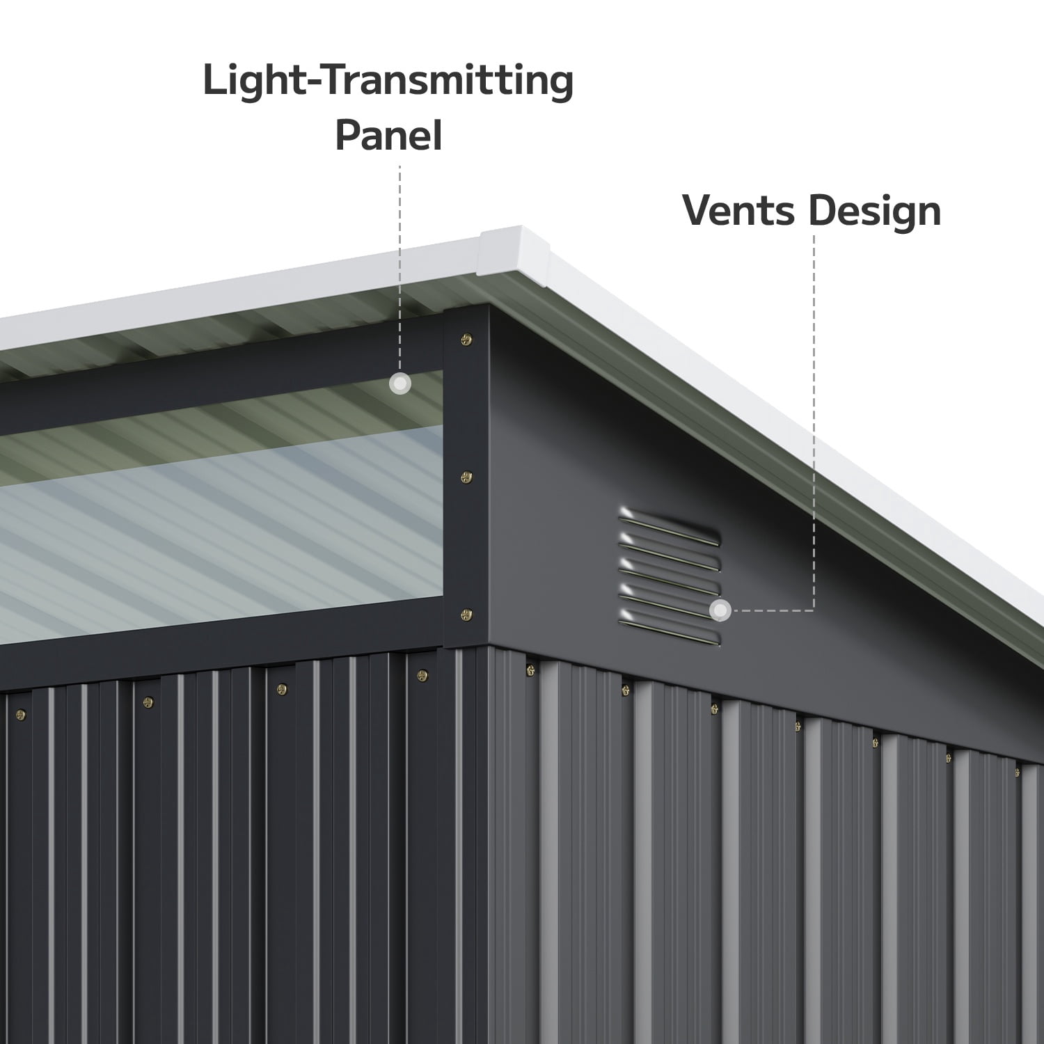 6'x4'ft Metal Shed , Asofer Outdoor Storage Shed with Transparent Panel Window for Garden, Dark Gray