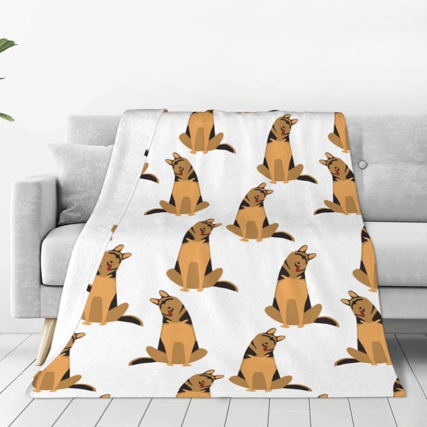 Fotbe German Shepherd Dog Manta de Franela Acolchonada con Estampado, Súper Suave y Esponjosa, Extra Grande para Sofá, Cama, Uso Todo el Año-60"x50"
