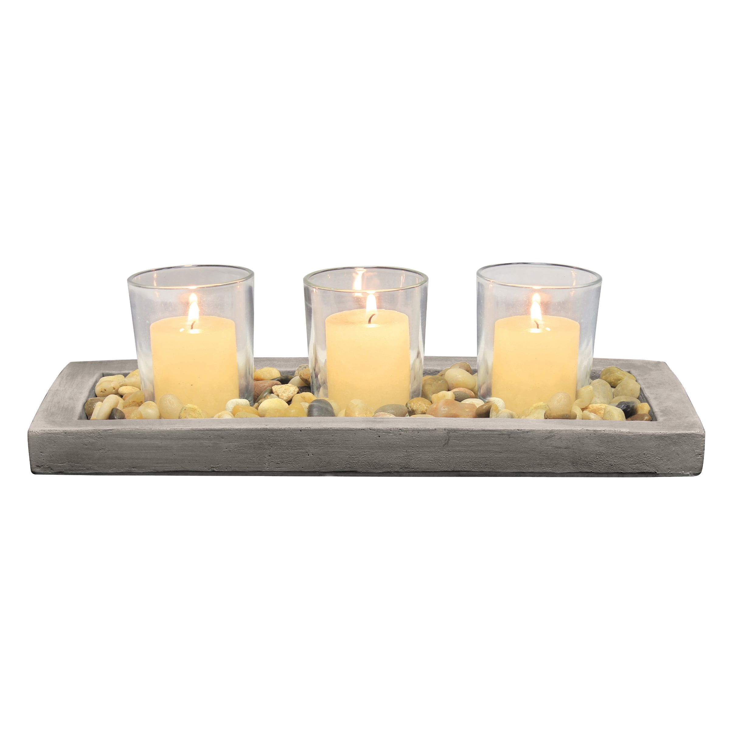 Stonebriar Gray Cement Votive Candle Garden with Glass Holders