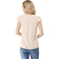 thumbnail image 3 of Camiseta Manga Tulipán Cuello En V Básico Para Mujer Beige XS, 3 of 4
